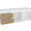 Móvel De Tv 1 Porta E 2 Gavetas Com Leds Natural E Lacado A Branco - Dolona