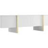 Móvel De Tv Com 4 Portas Em Mdf Branco E Dourado - Luvonia
