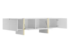 Móvel De Tv Com 4 Portas Em Mdf Branco E Dourado - Luvonia