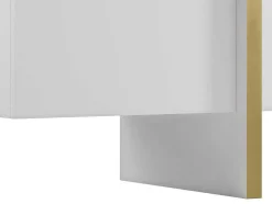 Móvel De Tv Com 4 Portas Em Mdf Branco E Dourado - Luvonia
