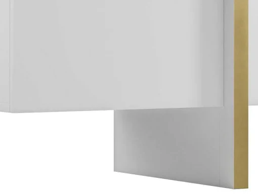 Móvel De Tv Com 4 Portas Em Mdf Branco E Dourado - Luvonia