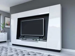 Móvel De Tv Com Espacos De Arrumação E Com Leds - Mdf Lacado A Branco - Chace