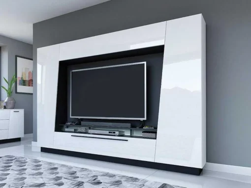 Móvel De Tv Com Espacos De Arrumação E Com Leds - Mdf Lacado A Branco - Chace