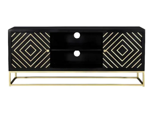 Móvel De Tv Prismin - 2 Portas E 2 Nichos - Mangueira E Metal - Preto