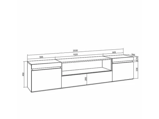 Móvel De Tv, 200X45X35Cm, Para Televisores Ate 80", Estante Para Tv, Branco E Preto