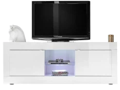 Móvel Para Tv Com Leds E 2 Portas Disponivel Em Branco Lacado - Comete