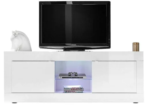 Móvel Para Tv Com Leds E 2 Portas Disponivel Em Branco Lacado - Comete