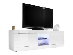 Móvel Para Tv Com Leds E 2 Portas Disponivel Em Branco Lacado - Comete