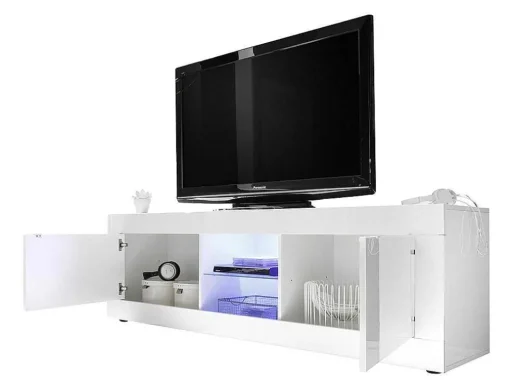 Móvel Para Tv Com Leds E 2 Portas Disponivel Em Branco Lacado - Comete