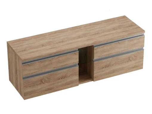 Móvel Suspenso De Casa De Banho Com Lavatório Duplo Cor Natural Clara 150 Cm - Magdalena Ii