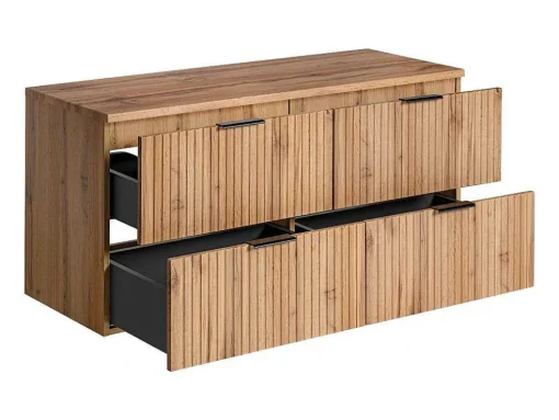 Móvel Suspenso Estriado Com Tampo Para Lavatório Natural Claro C120 Cm - Zevara