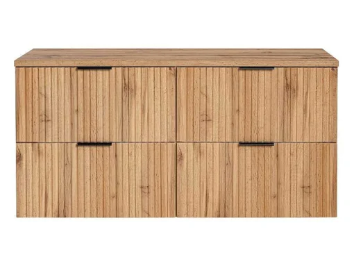 Móvel Suspenso Estriado Com Tampo Para Lavatório Natural Claro C120 Cm - Zevara