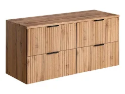 Móvel Suspenso Estriado Com Tampo Para Lavatório Natural Claro C120 Cm - Zevara