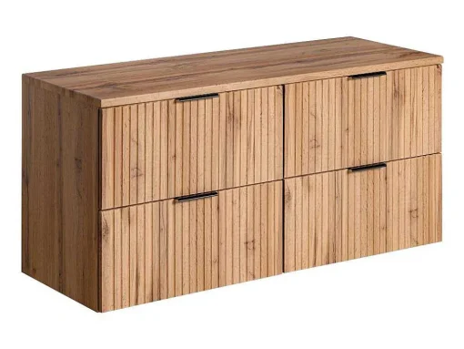 Móvel Suspenso Estriado Com Tampo Para Lavatório Natural Claro C120 Cm - Zevara
