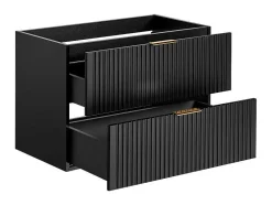 Móvel Suspenso Estriado Para Lavatório Preto C80 Cm - Zevara