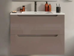 Móvel Suspenso Lavatório Individual Taupe 80 Cm - Stefanie