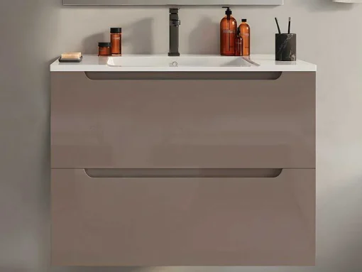 Móvel Suspenso Lavatório Individual Taupe 80 Cm - Stefanie