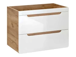 Móvel Suspenso Para Colocar Sob O Lavatório Cor Natural E Branca 80 Cm - Aruba
