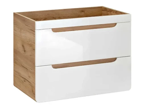Móvel Suspenso Para Colocar Sob O Lavatório Cor Natural E Branca 80 Cm - Aruba