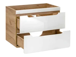 Móvel Suspenso Para Colocar Sob O Lavatório Cor Natural E Branca 80 Cm - Aruba