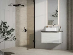 Móvel Suspenso Para Colocar Sob O Lavatório Estriado Branco 60 Cm - Latoma