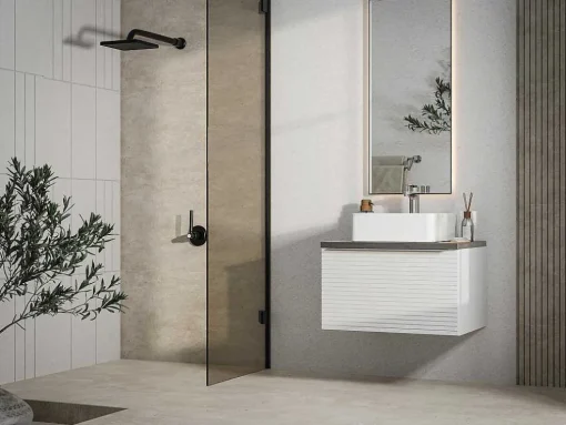 Móvel Suspenso Para Colocar Sob O Lavatório Estriado Branco 60 Cm - Latoma