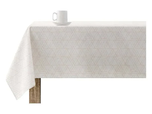 Nappe Anti-Taches 100% Coton 1 Piece Beige A Lignes Fondues 140X140