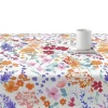 Nappe Anti-Taches 100% Coton 1 Piece Blanc A Fleurs Vives 140X140