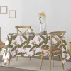Nappe Anti-Taches 100% Coton 1 Piece Blanc A Motifs Vegetaux 140X140