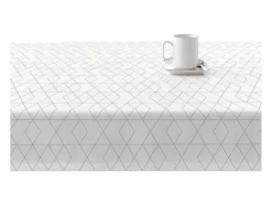 Nappe Anti-Taches 100% Coton 1 Piece Blanc A Lignes Vertes 140X140