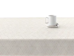 Nappe Anti-Taches 100% Coton 1 Piece Beige A Lignes Fondues 250X140