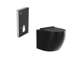 Pack Sanita Suspensa Com Suporte Decorativo Incorporado, Preto Mate - Javoine