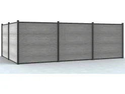 Paineis De Vedacao Para Enterrar A181 Cm, Kit De 7 Laminas Em Composito + 1 Poste Cinzento-Claro - Enola