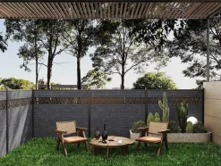 Paineis De Vedacao Para Enterrar A181 Cm, Kit De 7 Laminas Em Composito Com Decoração + 2 Postes Antracite - Enola