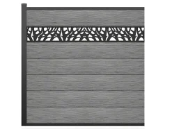 Paineis De Vedacao Para Enterrar A181 Cm, Kit De 7 Laminas Em Composito Com Decoração + 1 Poste Cinzento-Claro - Enola