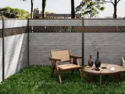 Paineis De Vedacao Para Enterrar A181 Cm, Kit De 7 Laminas Em Composito Com Decoração + 2 Postes Cinzento-Claro - Enola