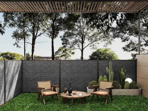 Paineis De Vedacao Para Enterrar A156 Cm, Kit De 6 Laminas Em Composito + 1 Poste Antracite - Enola