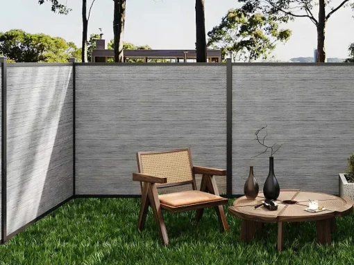 Paineis De Vedacao Para Enterrar A181 Cm, Kit De 7 Laminas Em Composito + 1 Poste Cinzento-Claro - Enola