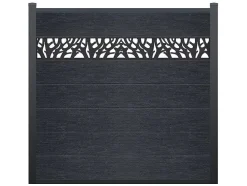 Paineis De Vedacao Para Enterrar A181 Cm, Kit De 7 Laminas Em Composito Com Decoração + 2 Postes Antracite - Enola