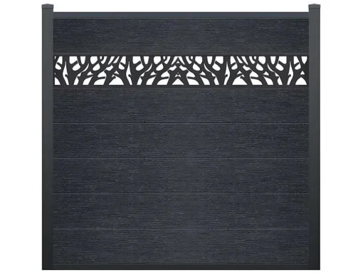 Paineis De Vedacao Para Enterrar A181 Cm, Kit De 7 Laminas Em Composito Com Decoração + 2 Postes Antracite - Enola