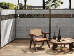 Paineis De Vedacao Para Pousar A181 Cm, Kit De 7 Laminas Em Composito Com Decoração + 2 Postes Cinzento-Claro - Enola