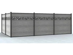 Paineis De Vedacao Para Pousar A181 Cm, Kit De 7 Laminas Em Composito Com Decoração + 2 Postes Cinzento-Claro - Enola
