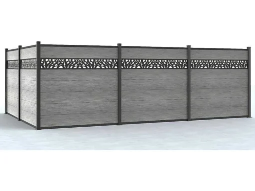 Paineis De Vedacao Para Pousar A181 Cm, Kit De 7 Laminas Em Composito Com Decoração + 2 Postes Cinzento-Claro - Enola