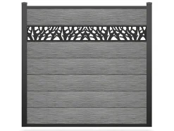 Paineis De Vedacao Para Pousar A181 Cm, Kit De 7 Laminas Em Composito Com Decoração + 2 Postes Cinzento-Claro - Enola