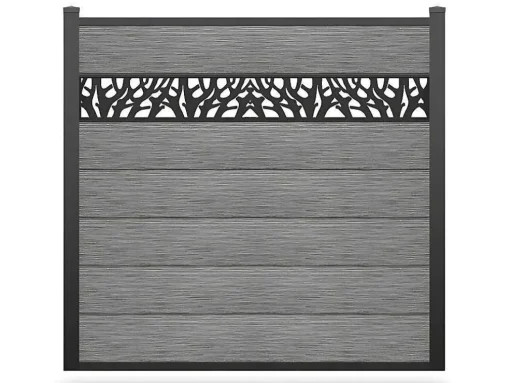 Paineis De Vedacao Para Pousar A181 Cm, Kit De 7 Laminas Em Composito Com Decoração + 2 Postes Cinzento-Claro - Enola