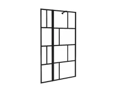 Painel De Banheira Preto Mate De Estilo Industrial Com Painel Giratorio 100X140 Cm - Obelini