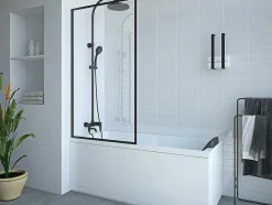 Painel De Banheira Preto Mate Estilo Industrial 80 X 140 Cm Vidro Temperado - Bradenton