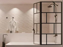 Painel De Banheira Preto Mate De Estilo Industrial Com Painel Giratorio 100X140 Cm - Obelini