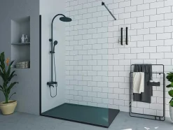 Painel De Duche A Italiana Preto Mate De Estilo Industrial 140X200 Cm - Daren