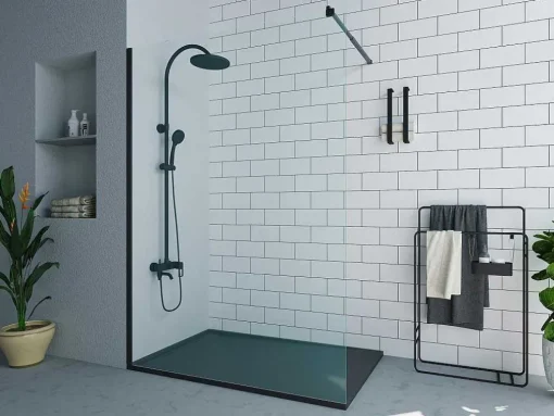 Painel De Duche A Italiana Preto Mate De Estilo Industrial 140X200 Cm - Daren